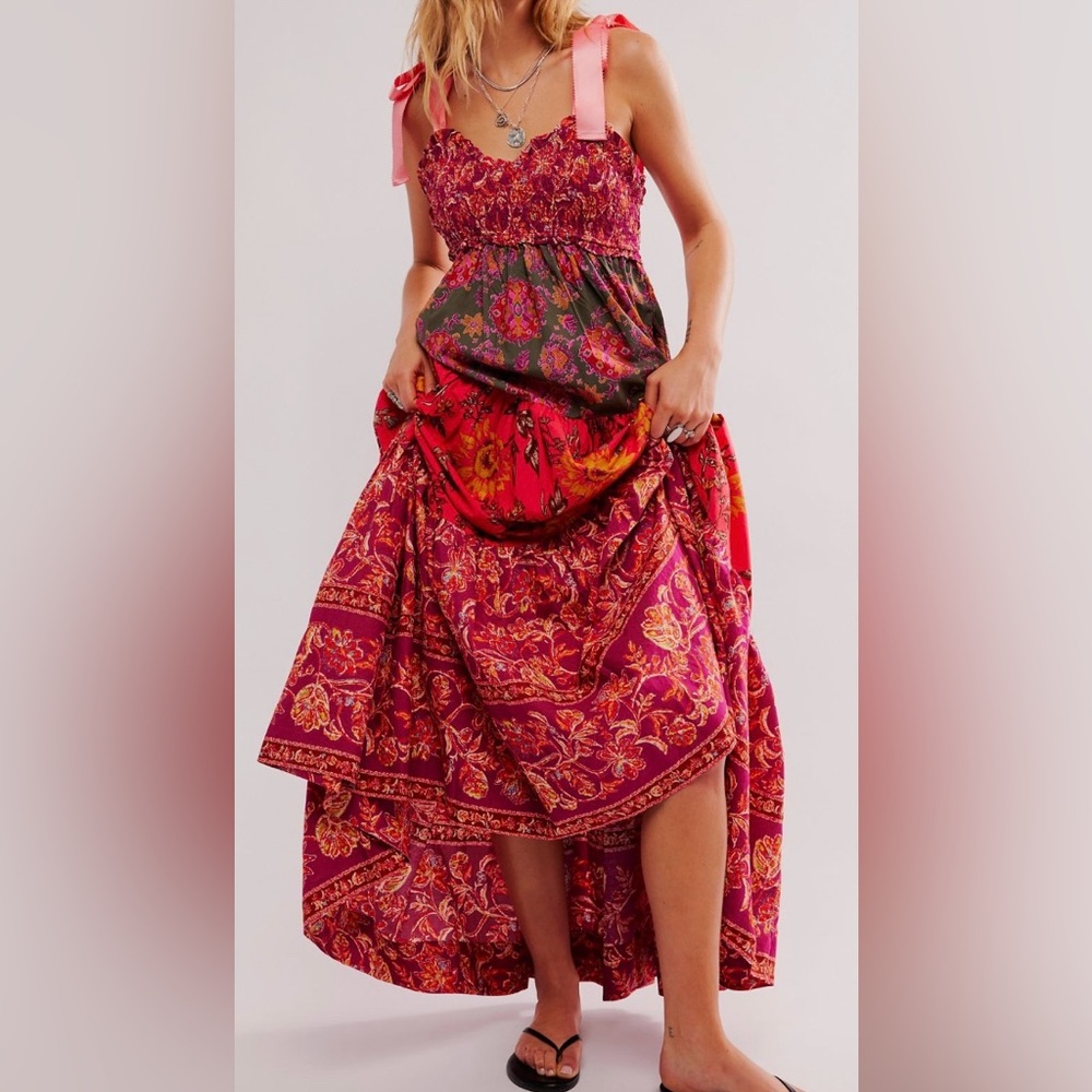 Free People Bluebell Maxi in Magenta Combo - Sz Small, Pristine Condition